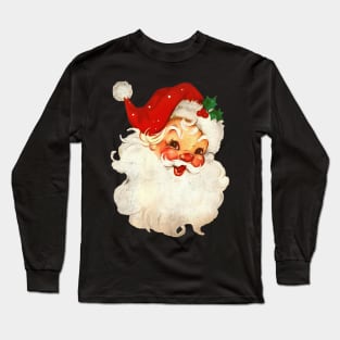 Vintage Pink Santa Claus Believe Christmas Vibes Long Sleeve T-Shirt